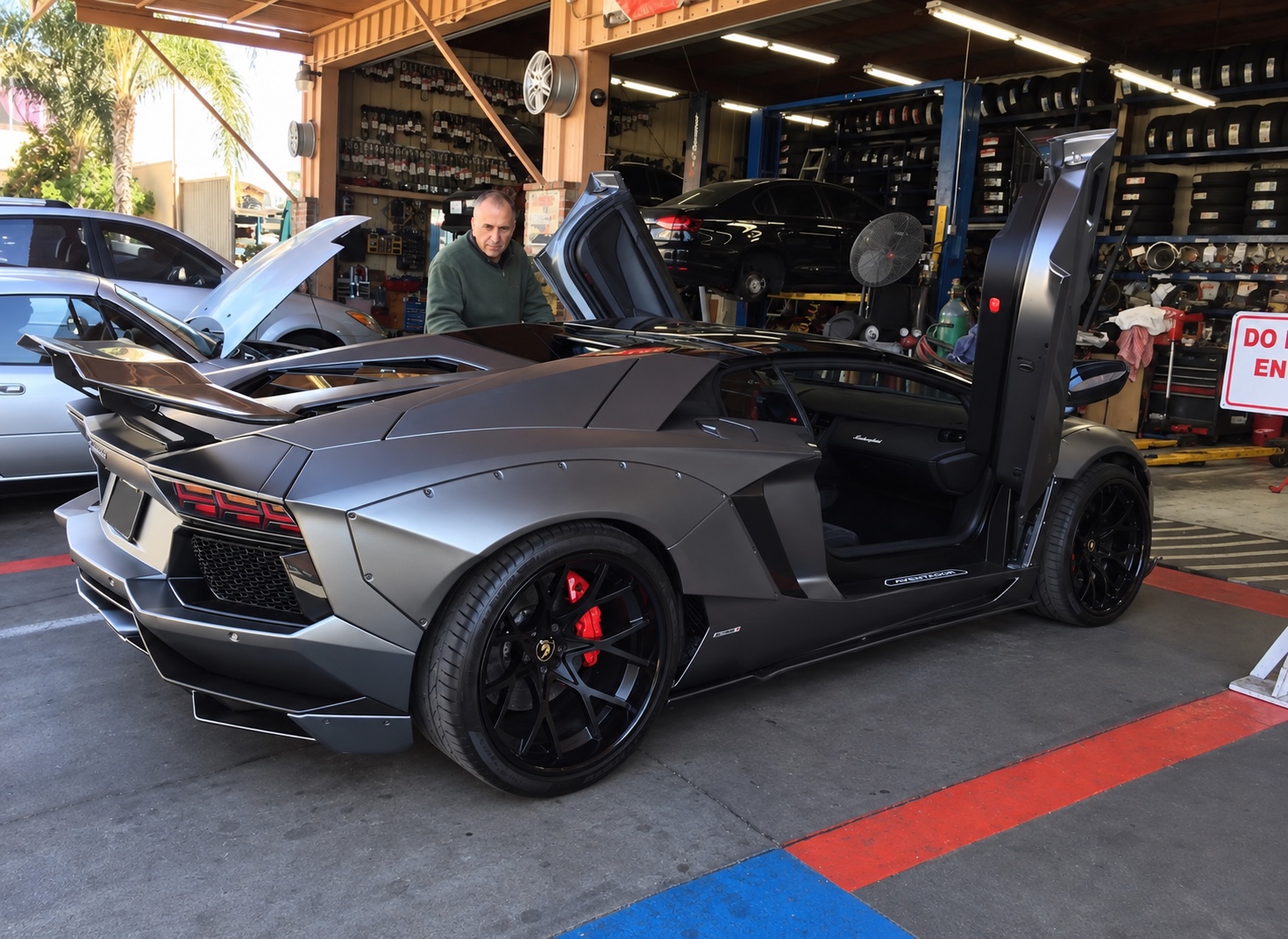 Performance car in the shop