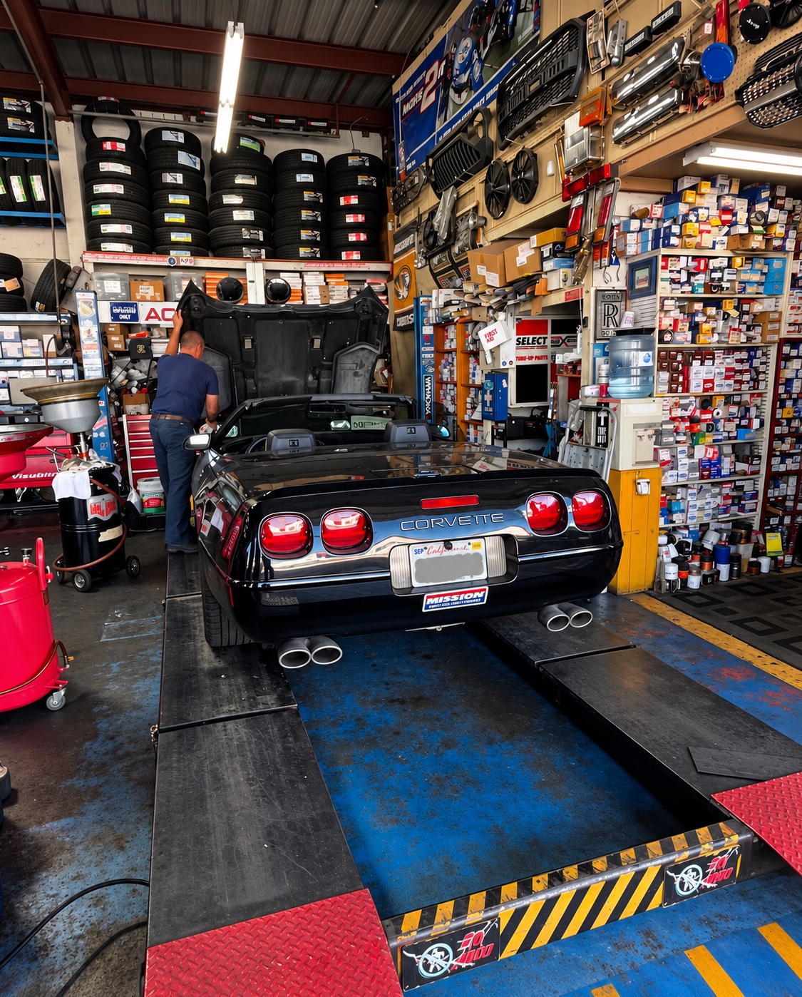 Corvette in the Speedy Lane shop